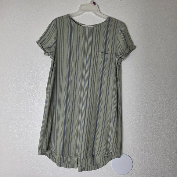 cloth & stone Dresses & Skirts - Cloth & Stone Striped Linen Blend Shift Dress Green And Blue Size S